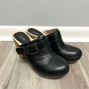 Jambu Clogs Women’s 8.5 Serafina Black Leather Heeled Mule Shoes